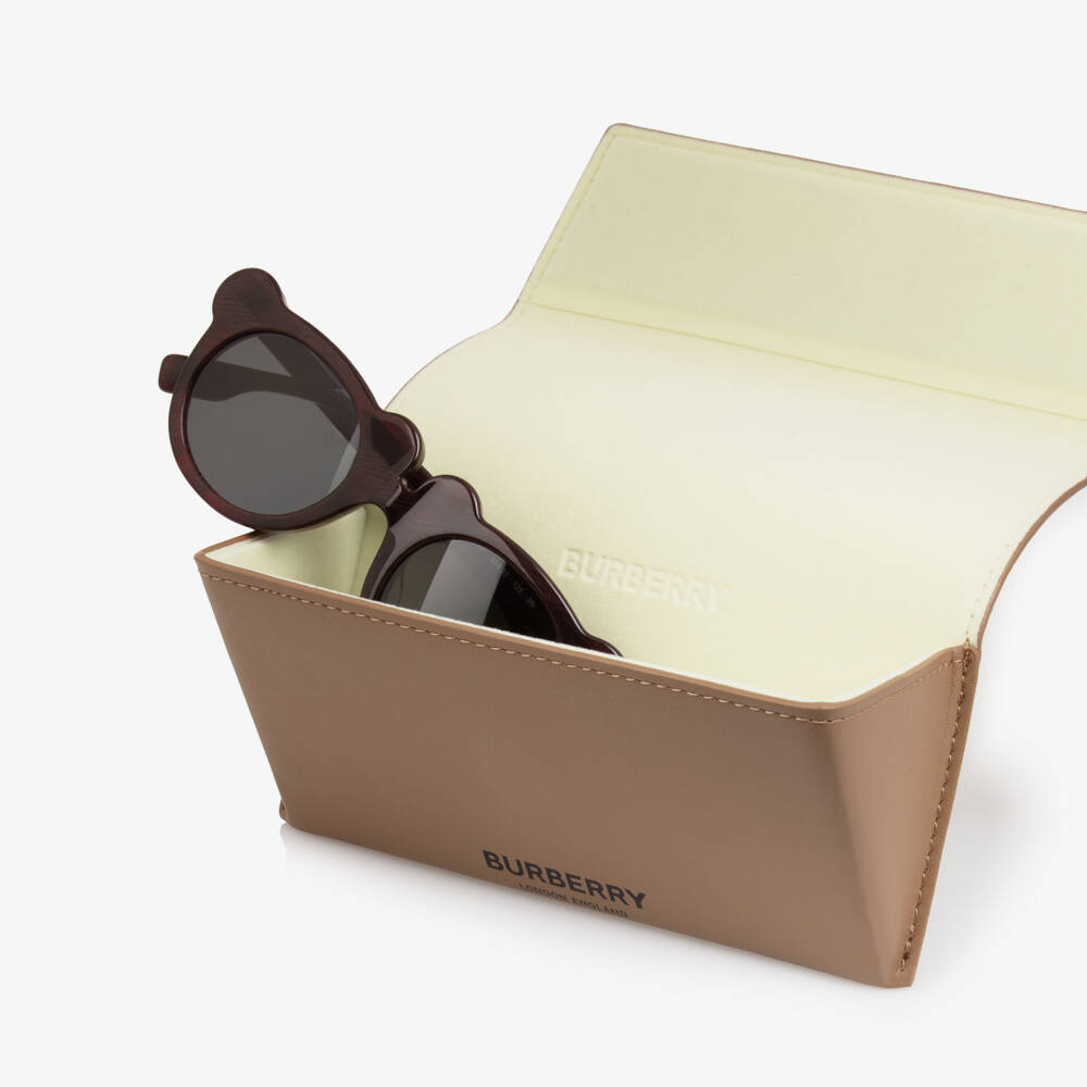 Burberry-Dark Red Check Sunglasses (UVA/UVB) | Childrensalon