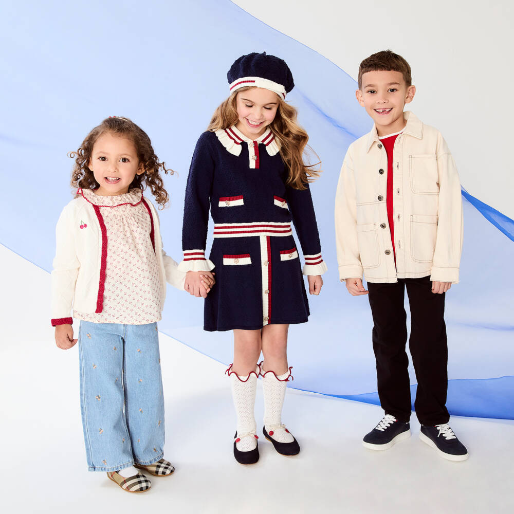 Burberry-Girls Beige Check Ballerina Pumps | Childrensalon