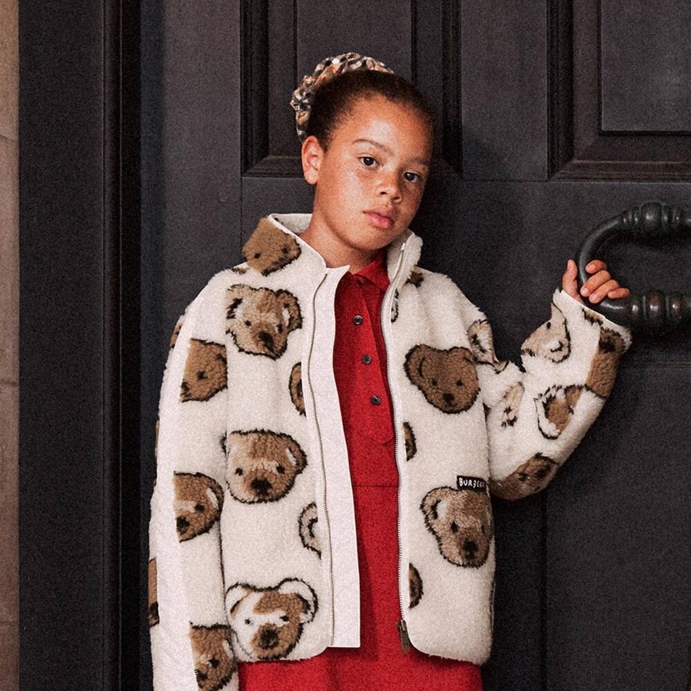 Burberry-ربطة شعر كاروهات قطن لون بيج للبنات | Childrensalon