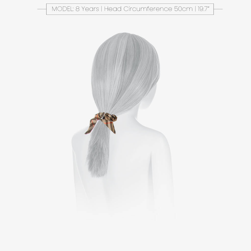 Burberry-Girls Beige Check Hair Scrunchie (10cm) | Childrensalon