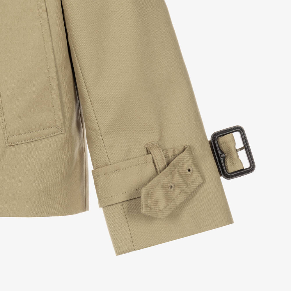 Burberry-Girls Beige Cotton Trench Jacket | Childrensalon