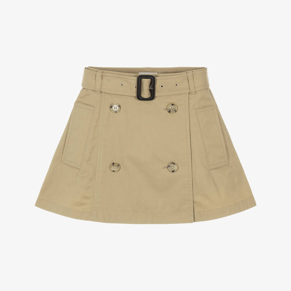 Burberry-Girls Beige Cotton Trench Skirt | Childrensalon