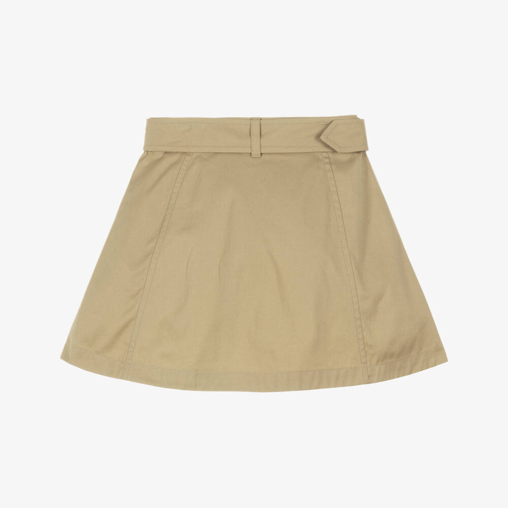 Burberry-Girls Beige Cotton Trench Skirt | Childrensalon