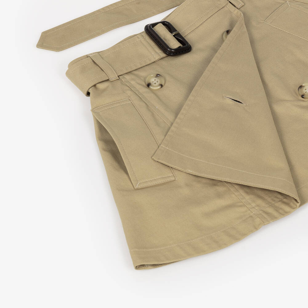 Burberry-Girls Beige Cotton Trench Skirt | Childrensalon
