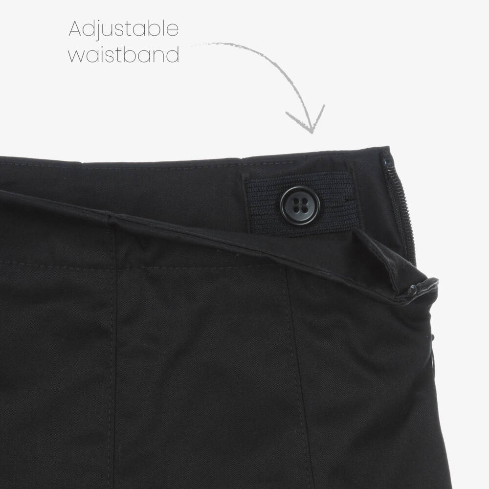 Burberry-Girls Black Cotton EKD Skirt | Childrensalon