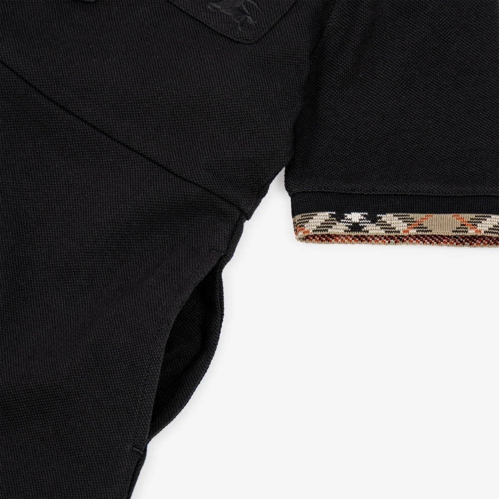 Burberry-Girls Black Cotton Piqué Polo Dress | Childrensalon