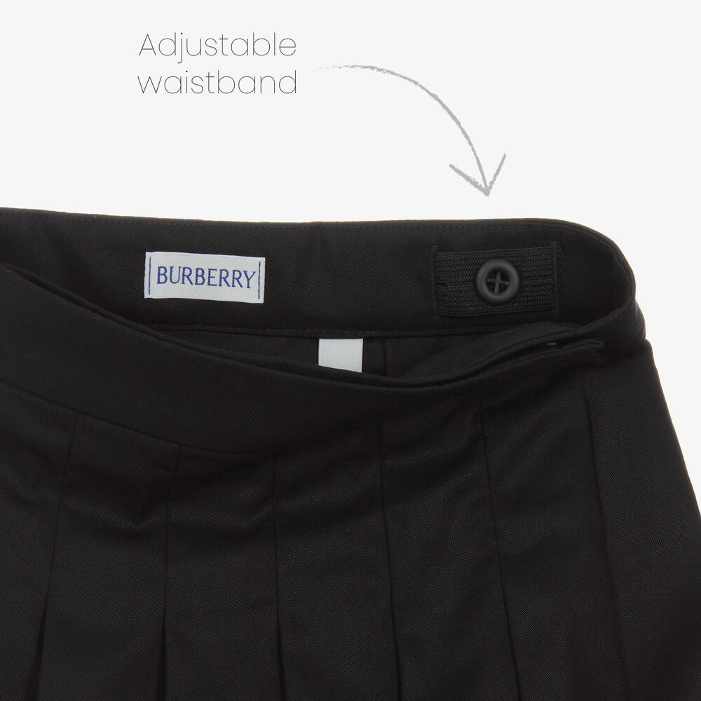 Burberry-Girls Black EKD Pleated Skirt | Childrensalon