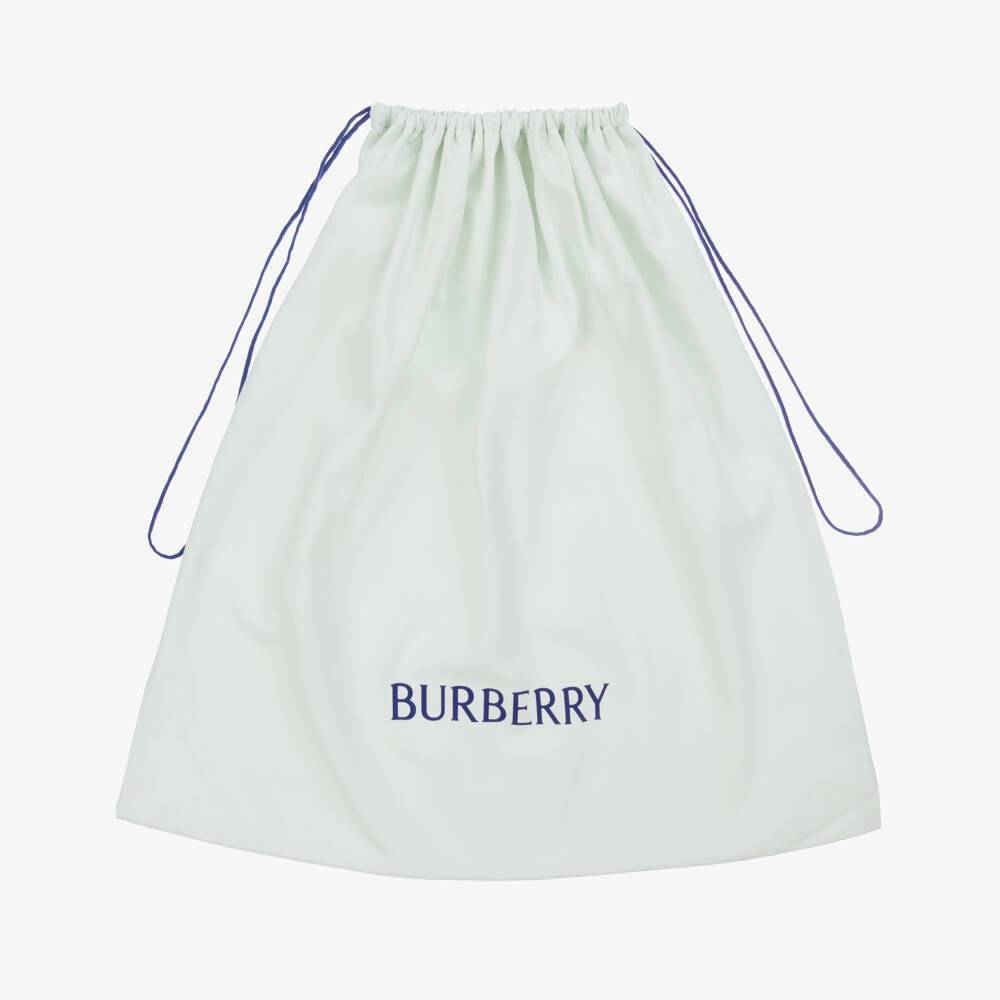 Burberry-Girls Glossy Black Ballet Flats with Check Trim | Childrensalon