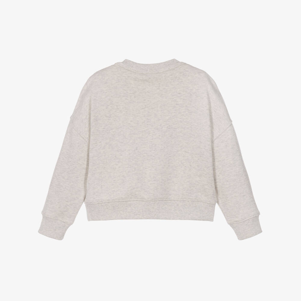 Burberry-Girls Grey Sweatshirt with Check Knight Stamp | Childrensalon