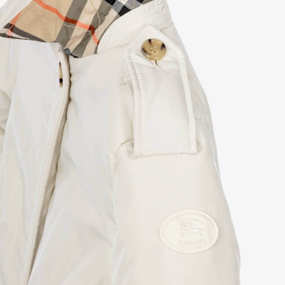 Burberry-Girls Ivory Bubble Hem Padded Jacket | Childrensalon