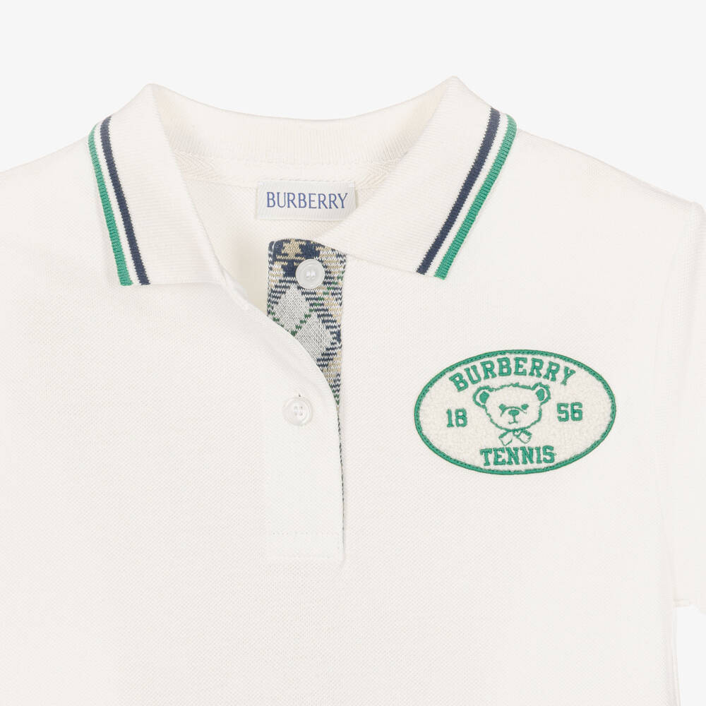 Burberry-Girls Ivory Cotton Piqué Tennis Dress | Childrensalon