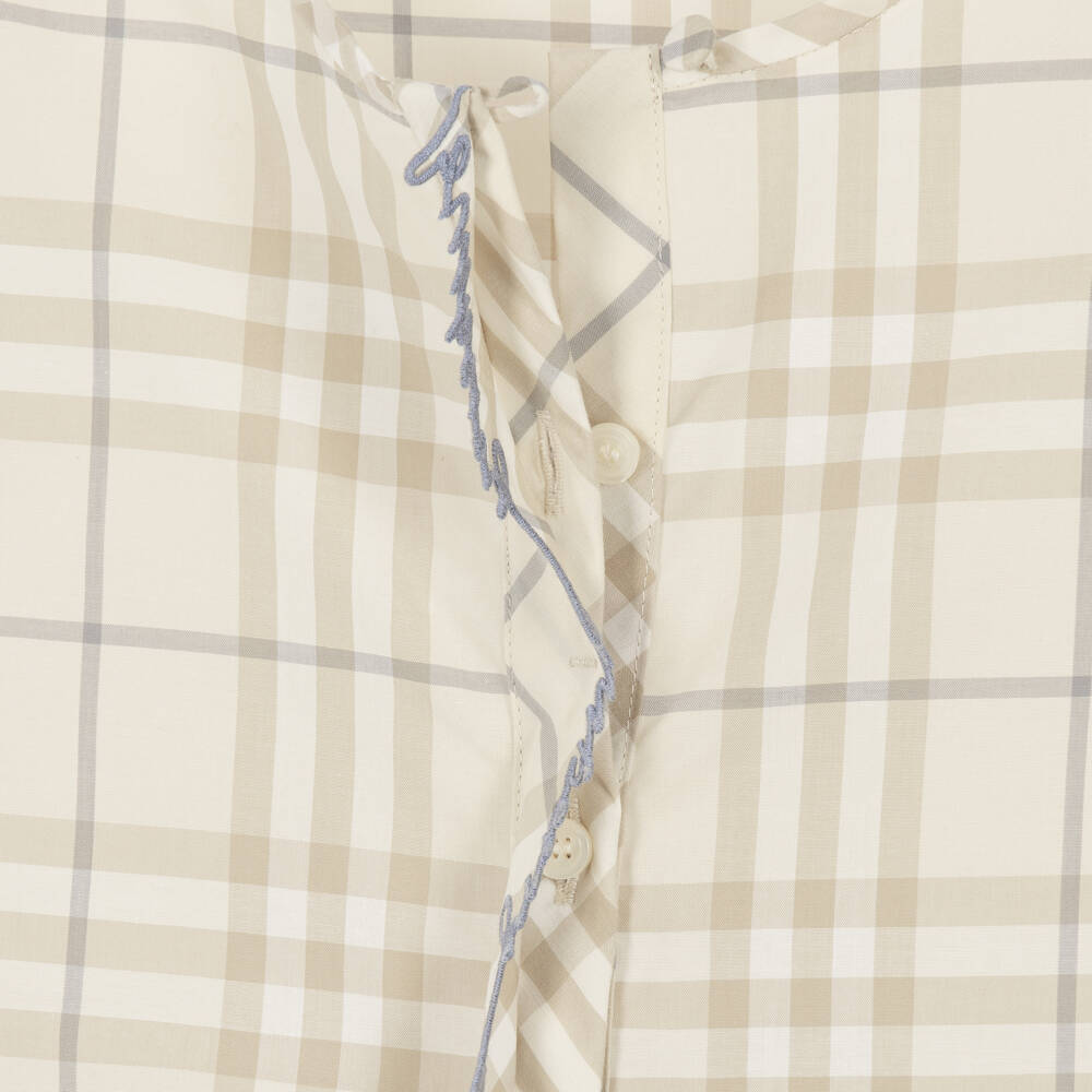 Burberry-Girls Pale Beige Check Cotton Shirt Dress | Childrensalon