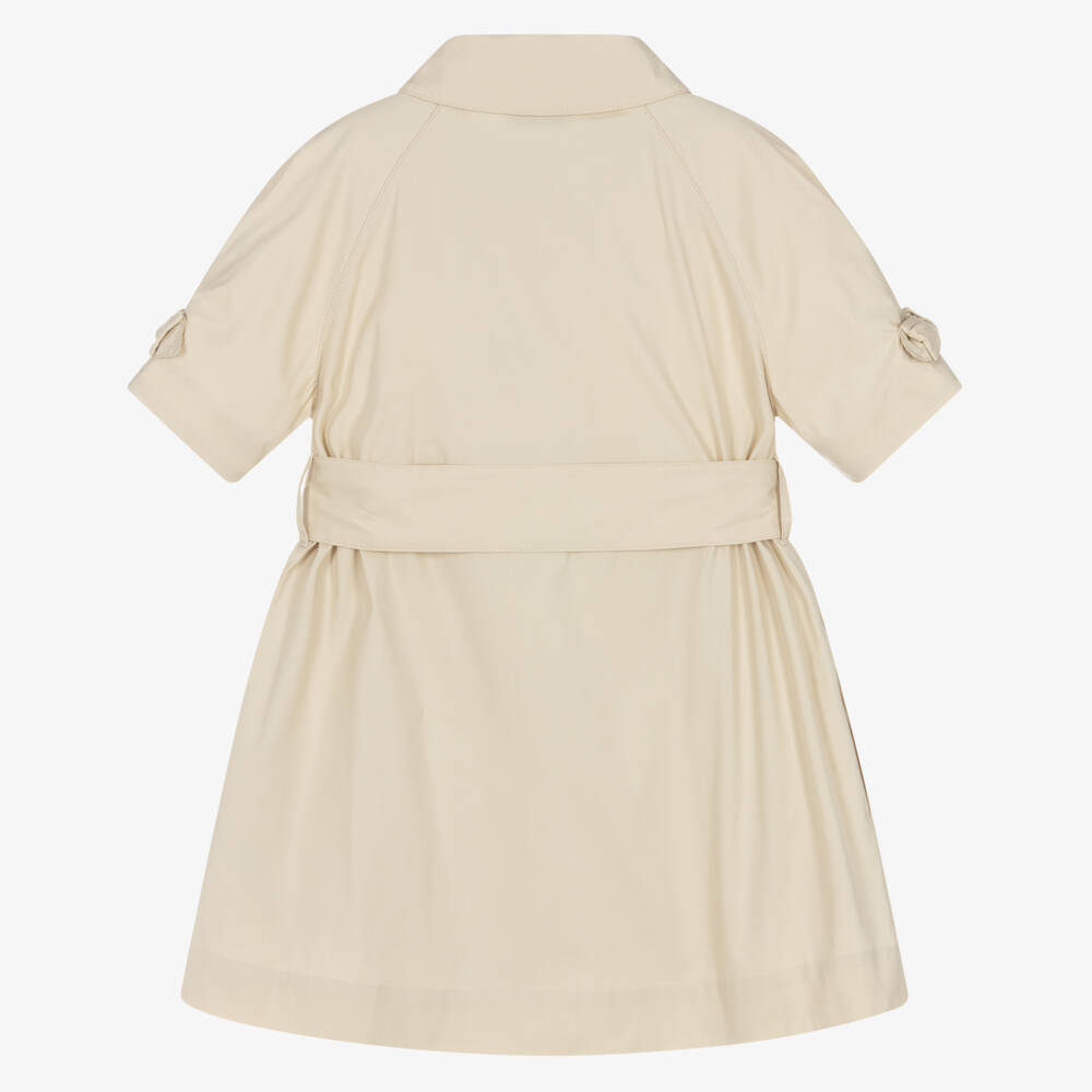 Burberry-Girls Pale Beige Cotton Mac Style Dress | Childrensalon