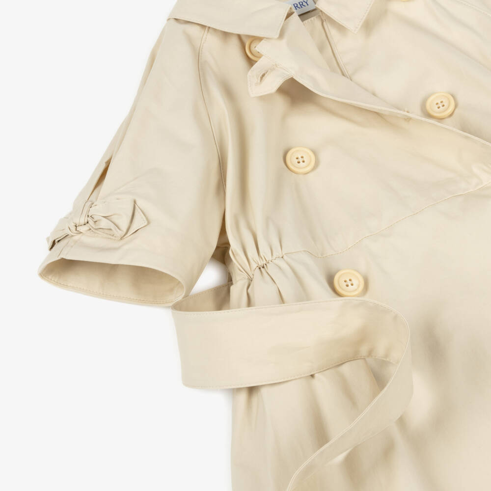 Burberry-Girls Pale Beige Cotton Mac Style Dress | Childrensalon