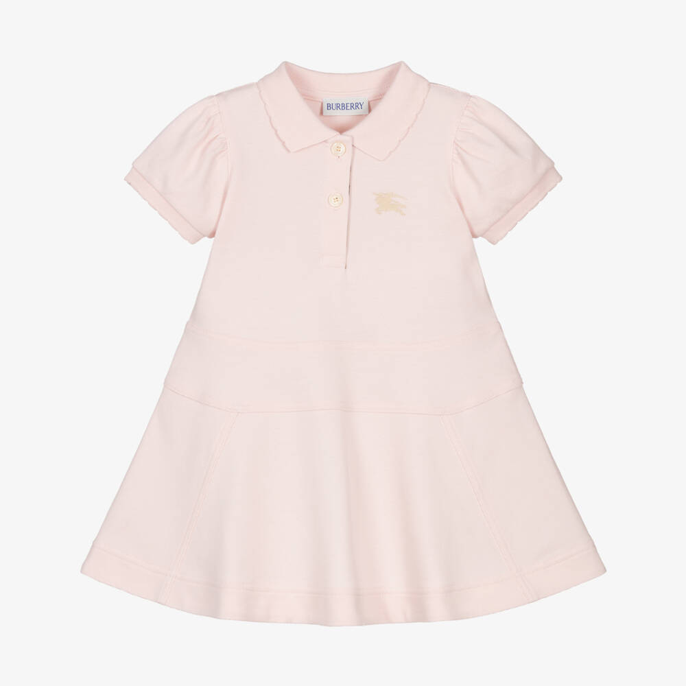 Burberry-Girls Pale Pink Cotton Piqué Polo Dress | Childrensalon