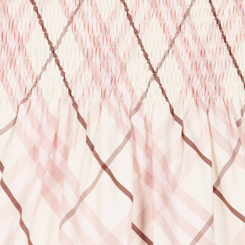 Burberry-فستان بدون أكمام كاروهات لون زهري للبنات | Childrensalon
