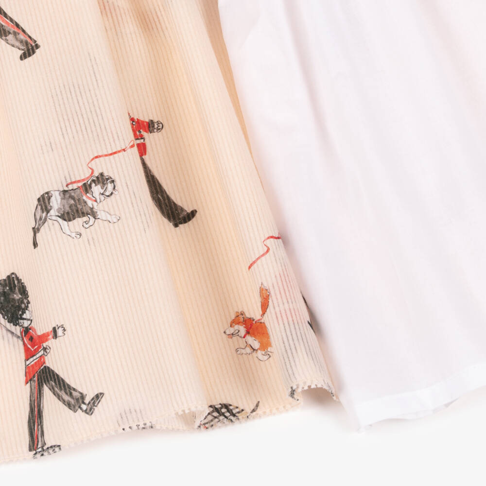 Burberry-Girls Pink Cotton Dress with King's Guard Print | Childrensalon