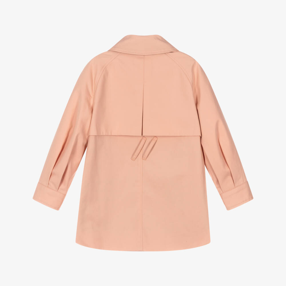 Burberry-Girls Pink Cotton Hooded Trench Coat | Childrensalon