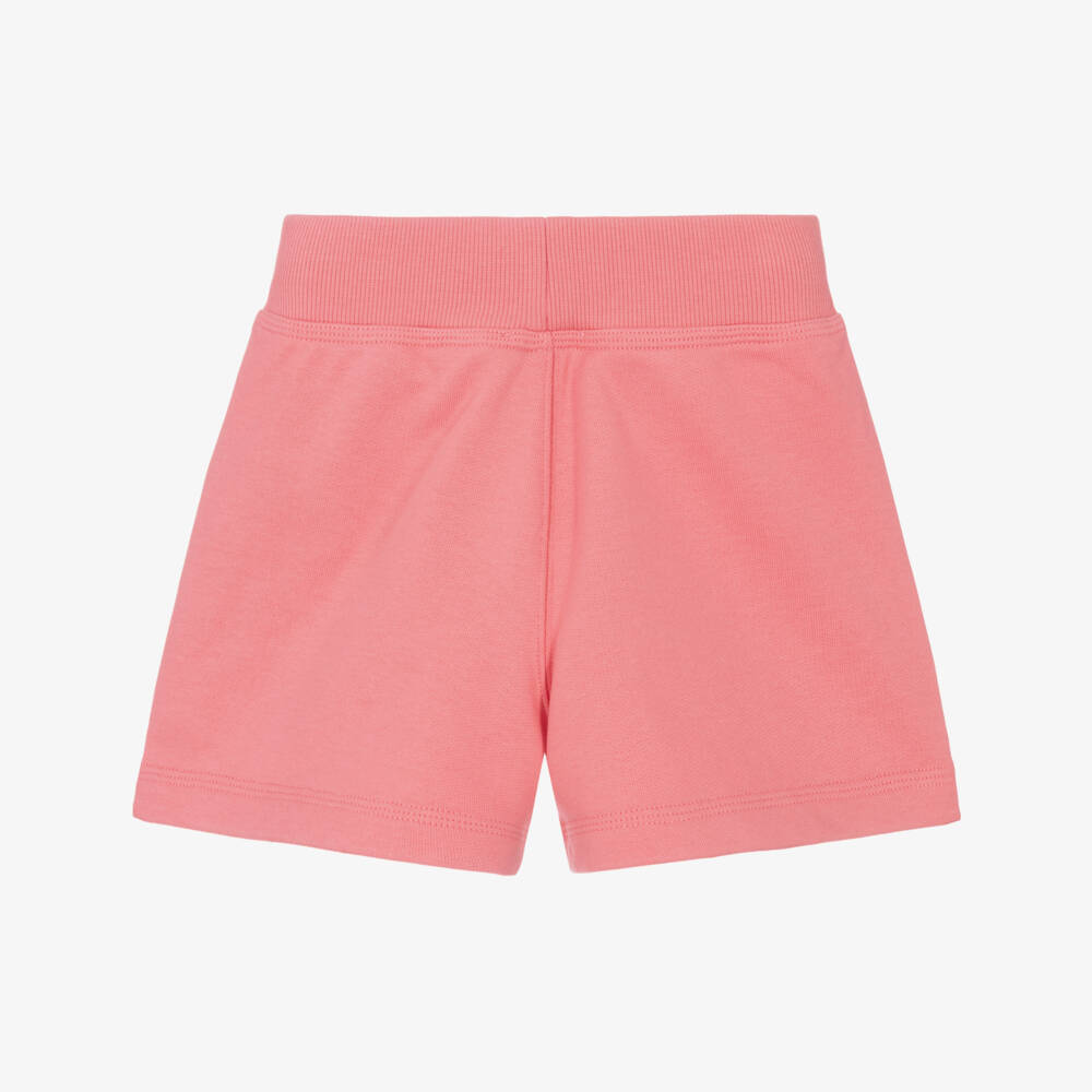 Burberry-Шорты розовые из хлопкового трикотажа с бежевой клетчатой отделкой для девочек | Childrensalon