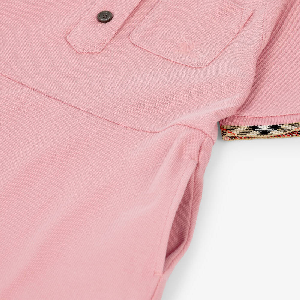Burberry-Girls Pink Cotton Piqué Polo Dress | Childrensalon