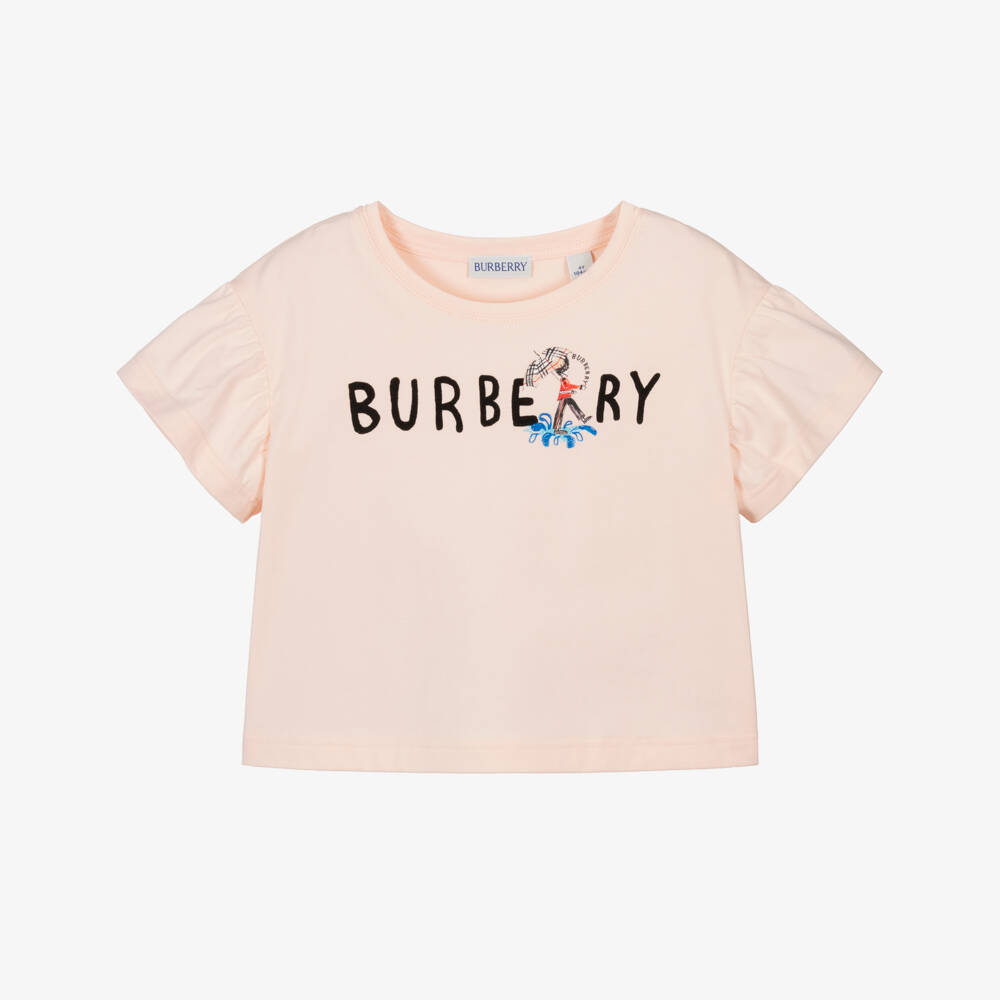 Burberry-تيشيرت قطن لون زهري للبنات  | Childrensalon