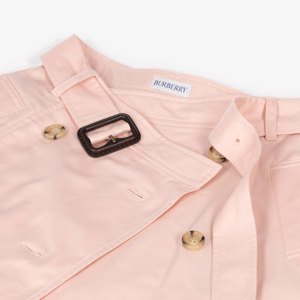 Burberry-Girls Pink Cotton Trench Skirt | Childrensalon