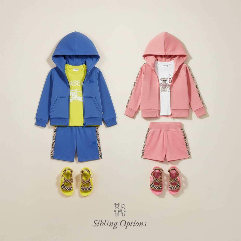 Burberry-Толстовка на молнии розовая хлопковая с бежевой клетчатой отделкой для девочек | Childrensalon