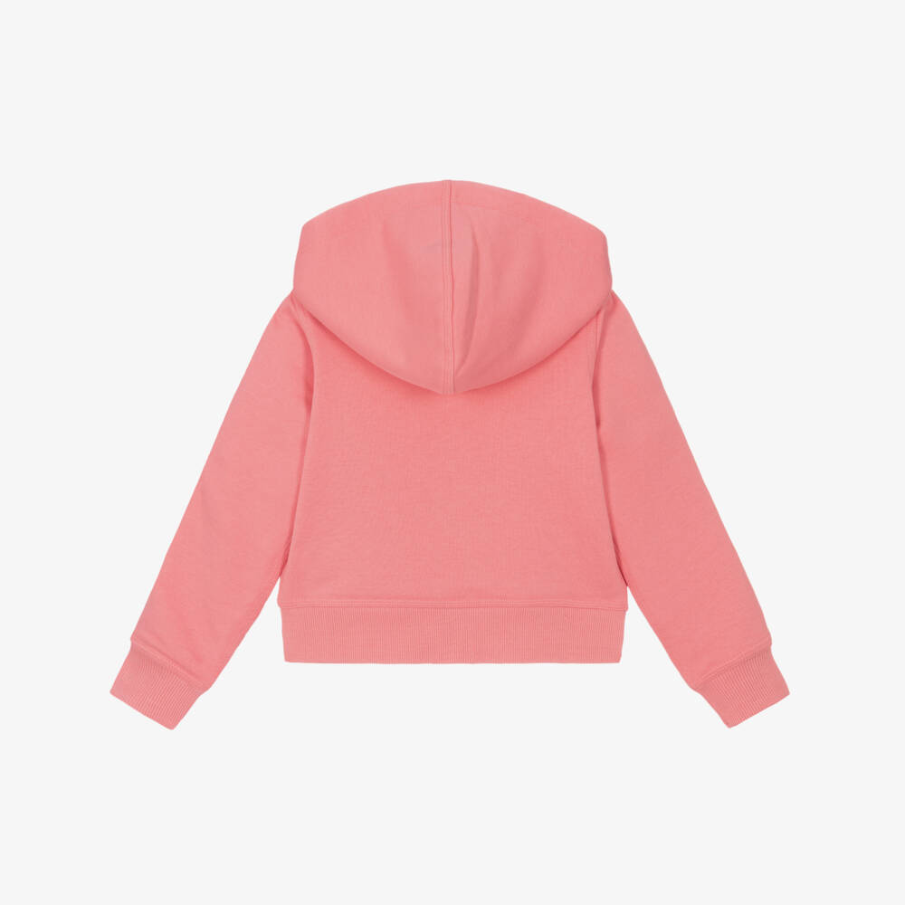 Burberry-Толстовка на молнии розовая хлопковая с бежевой клетчатой отделкой для девочек | Childrensalon