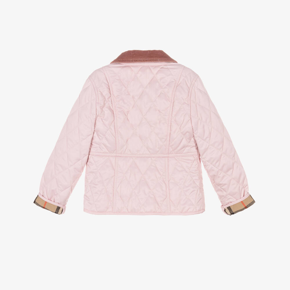 Burberry-Girls Pink Quilted Corduroy Collar Jacket  | Childrensalon
