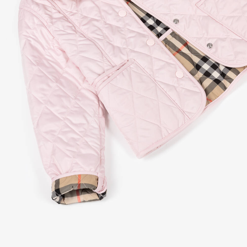 Burberry-Girls Pink Quilted Corduroy Collar Jacket  | Childrensalon