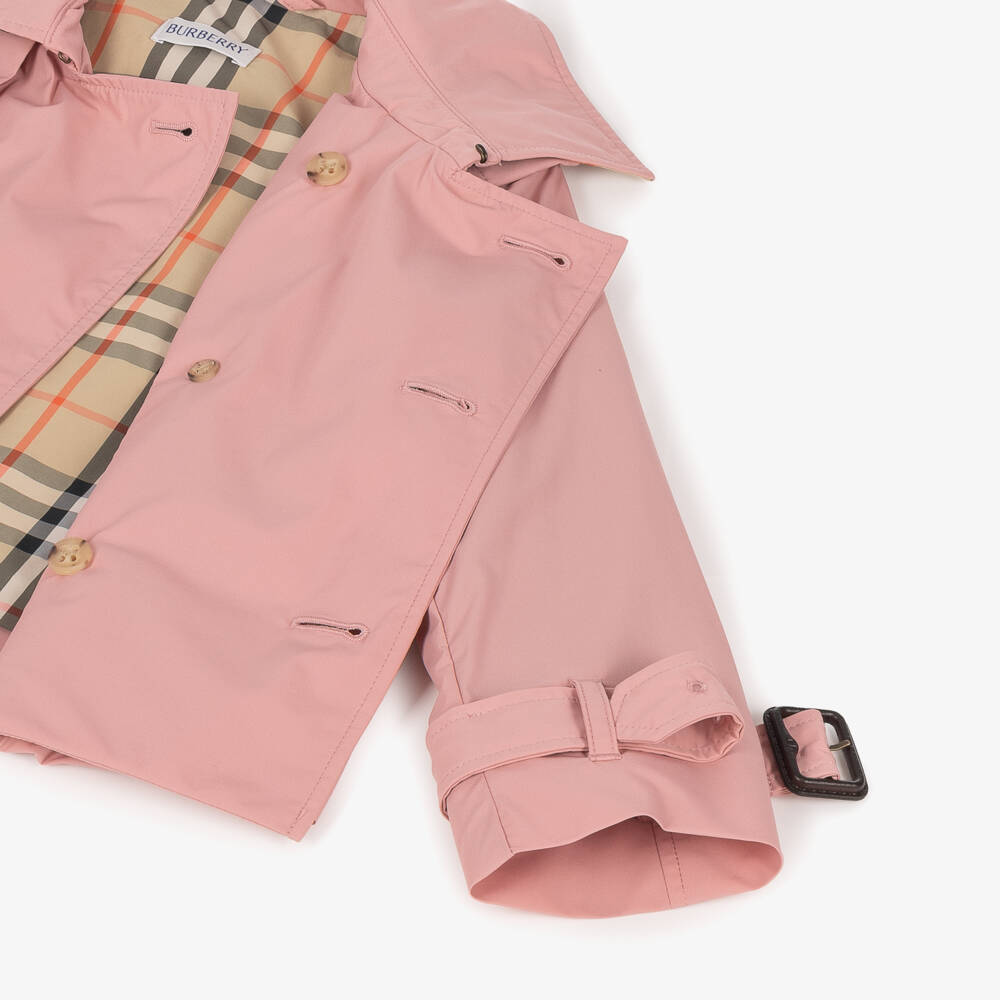 Burberry-Girls Pink Short Trench Jacket | Childrensalon