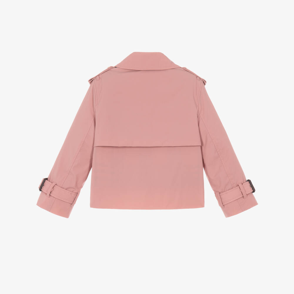 Burberry-Girls Pink Short Trench Jacket | Childrensalon