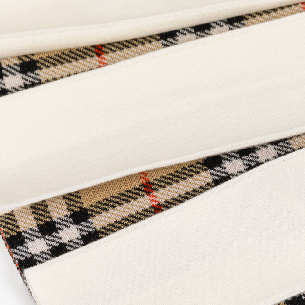 Burberry-Girls Pleated Ivory & Check Skirt | Childrensalon