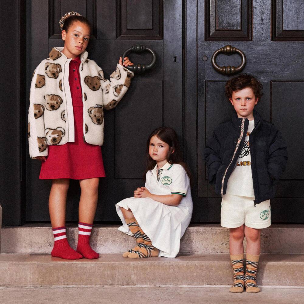 Burberry-Girls Red Cotton Piqué Polo Dress | Childrensalon