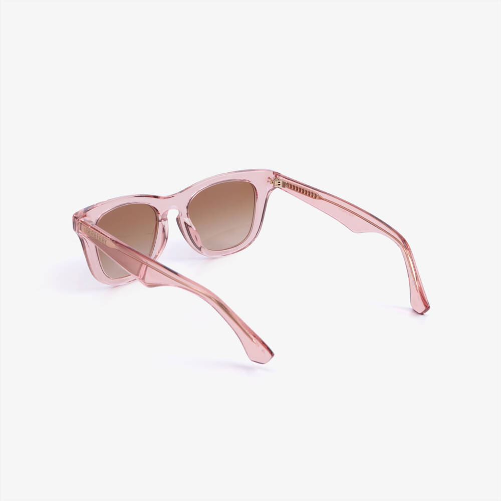 Burberry-Girls Transparent Pink & Brown Sunglasses | Childrensalon