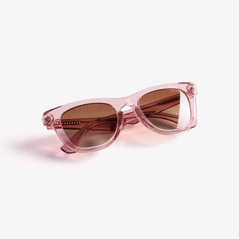 Burberry-Girls Transparent Pink & Brown Sunglasses | Childrensalon
