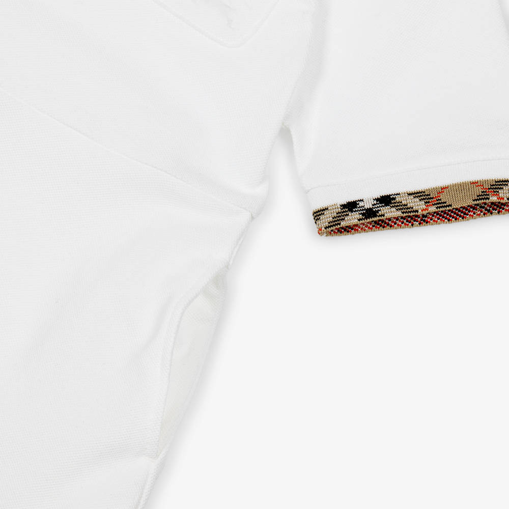 Burberry-Girls White Cotton Piqué Polo Dress | Childrensalon