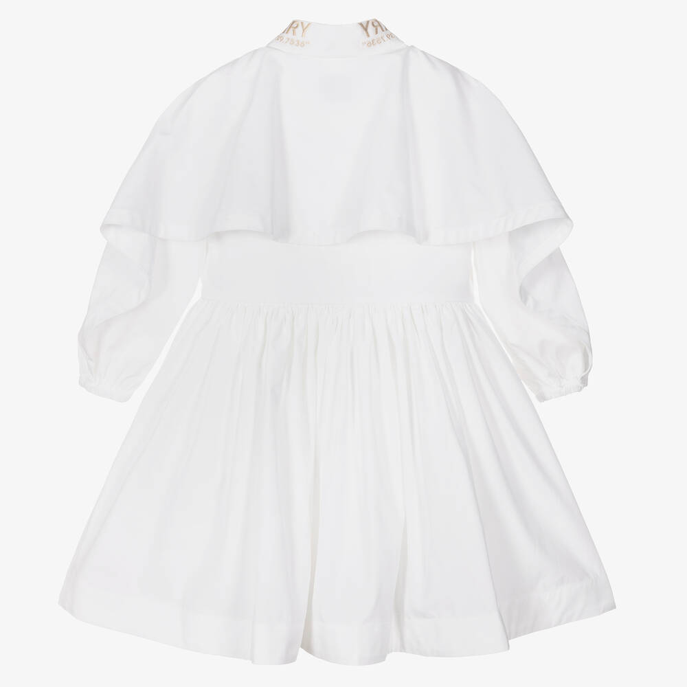Burberry-Girls White Cotton Shirt Dress | Childrensalon