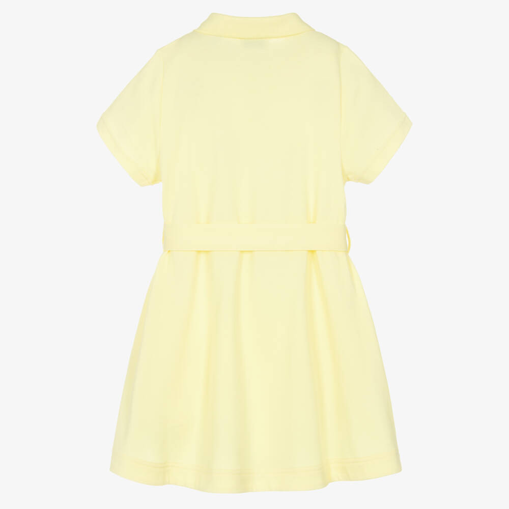 Burberry-Girls Yellow Belted Cotton Polo Dress | Childrensalon
