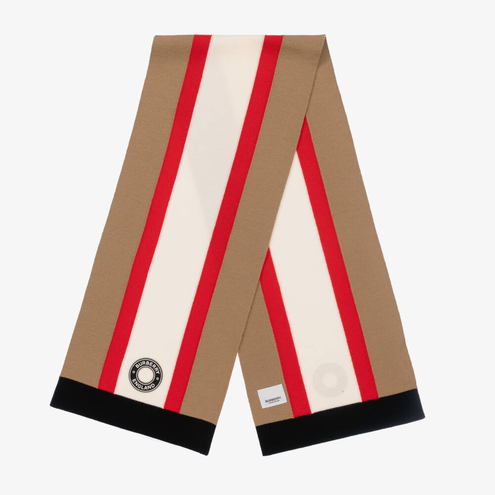 Burberry-Icon Stripe Wool Scarf (128cm) | Childrensalon