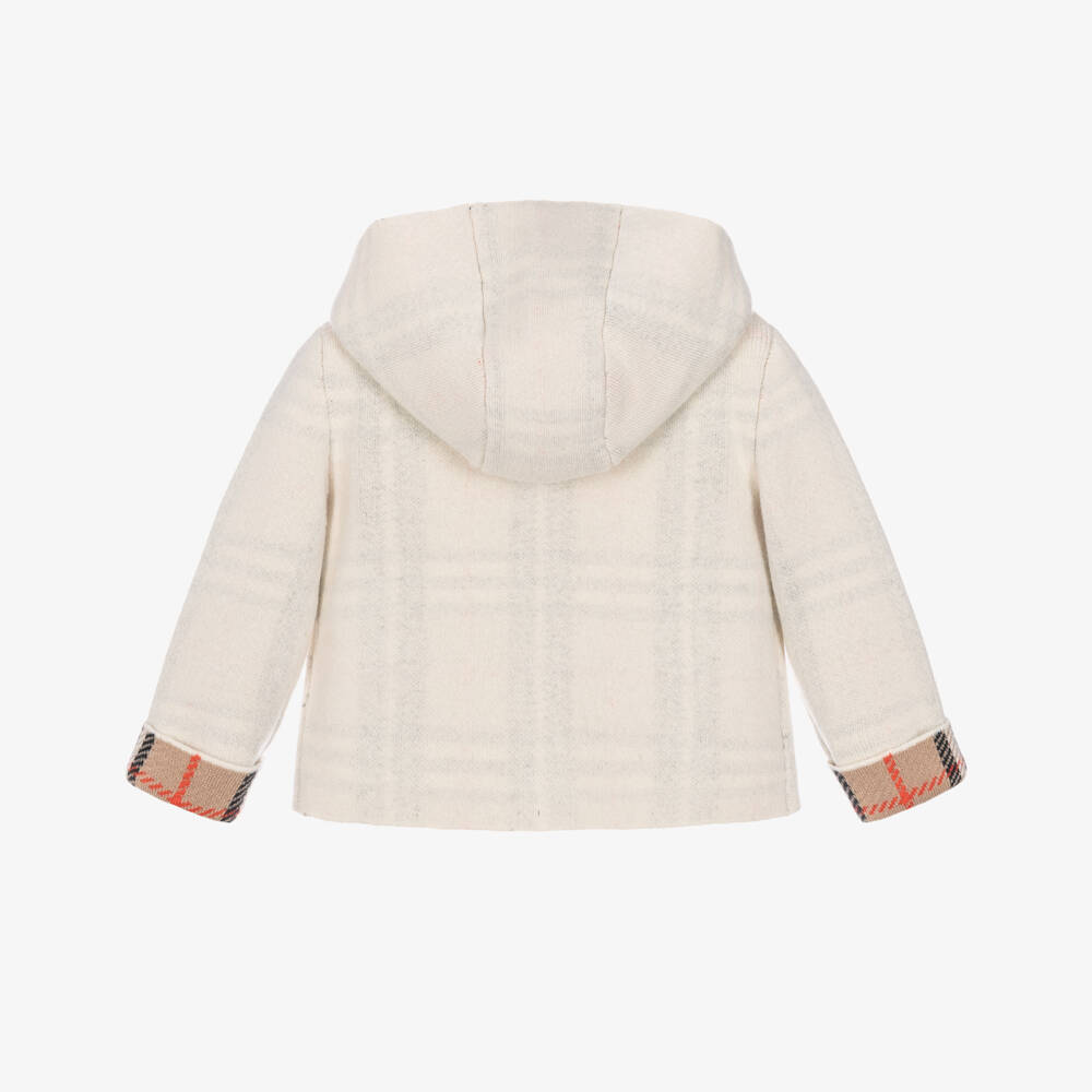 Burberry-Ivory & Burberry Check Reversible Baby Jacket | Childrensalon