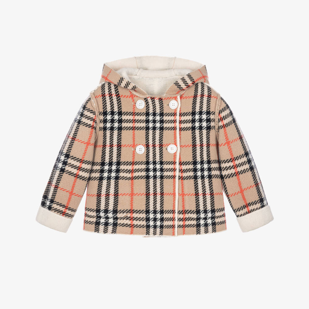 Burberry-Ivory & Burberry Check Reversible Baby Jacket | Childrensalon