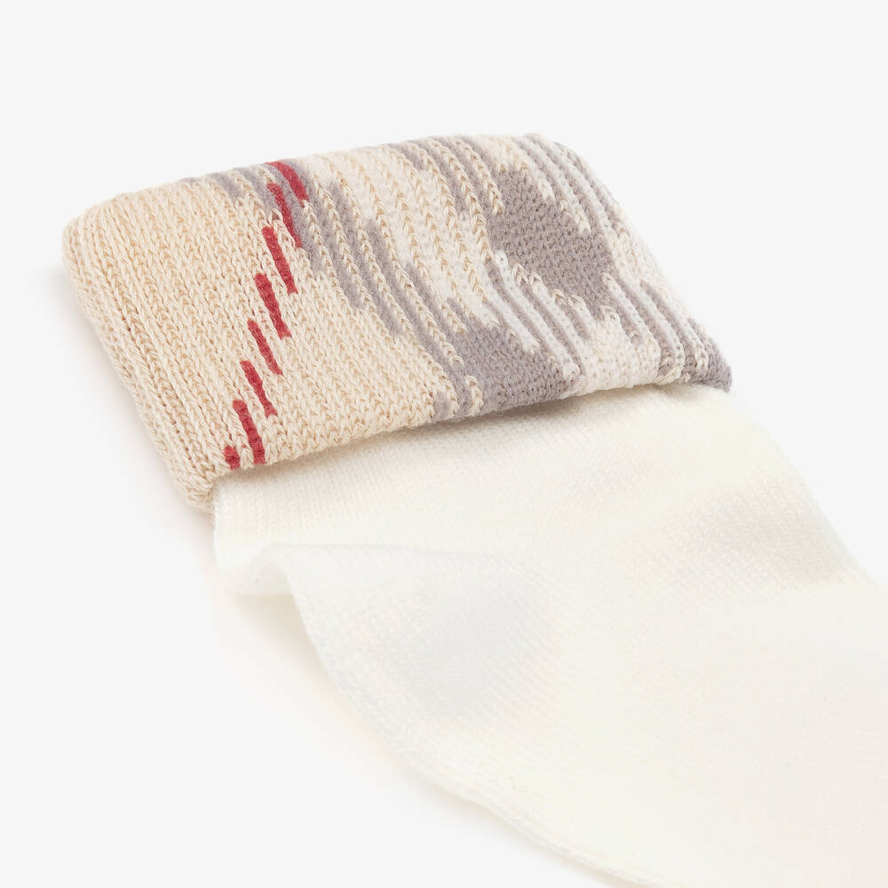 Burberry-Кремовые вязаные хлопковые носки (2пары) | Childrensalon