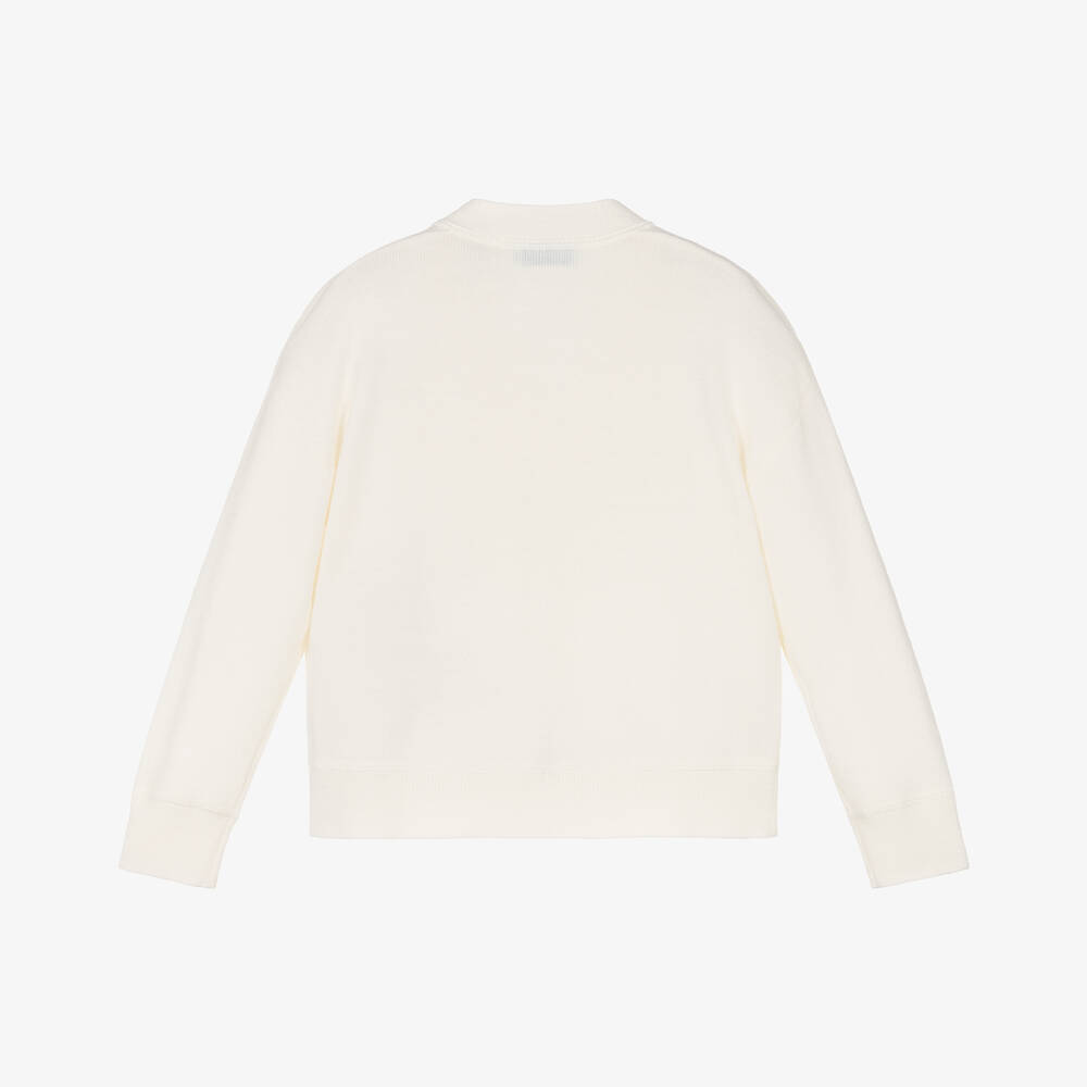 Burberry-Ivory Wool Knit Baby Cardigan | Childrensalon