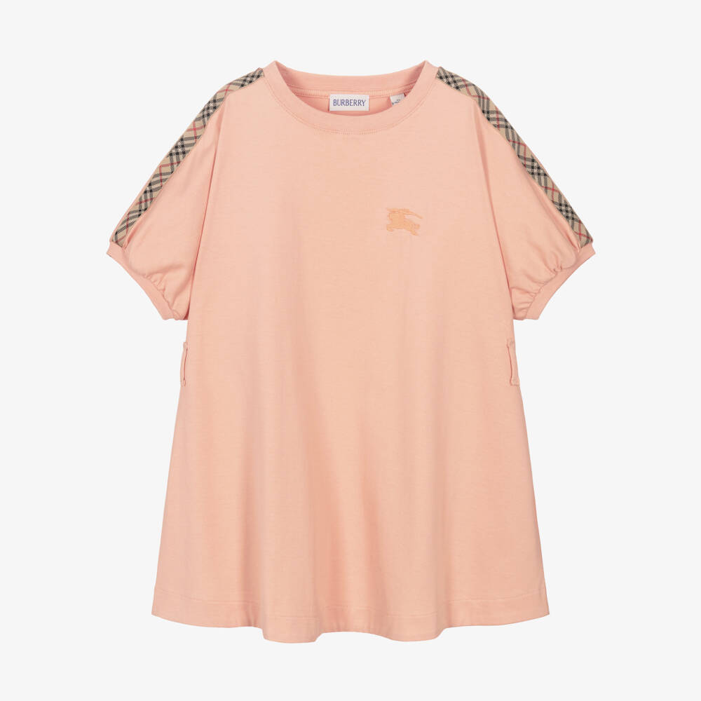Burberry-Pink Check Tape Dress | Childrensalon