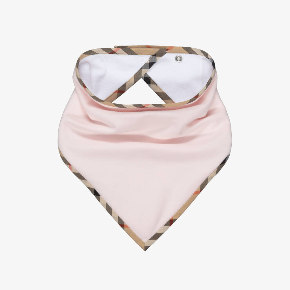 Burberry-Pink Cotton Babysuit Gift Set with Burberry Check Trim | Childrensalon