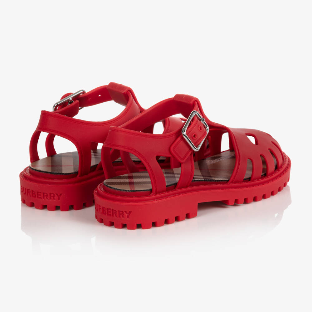 Burberry-Red Rubber Sandals | Childrensalon