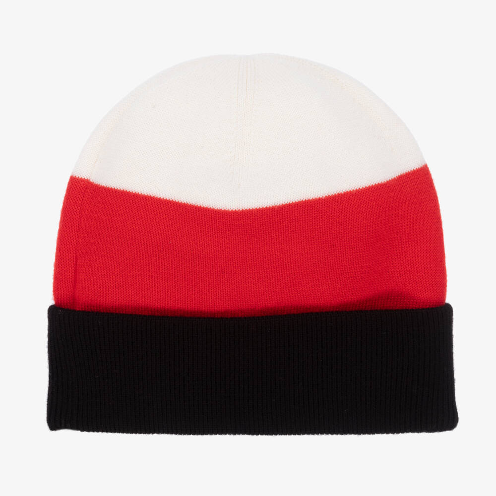 Burberry-Red Striped Merino Wool Hat  | Childrensalon