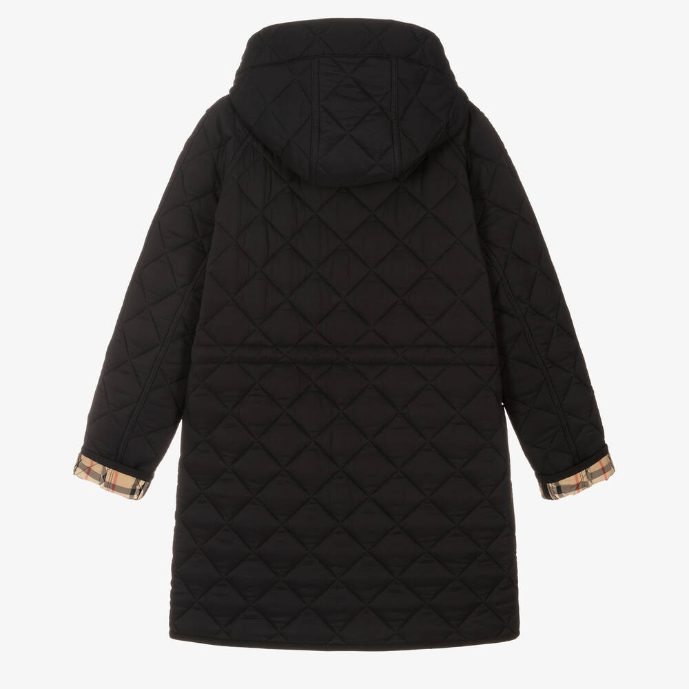 Burberry-Teen Black Quilted Vintage Check Coat | Childrensalon