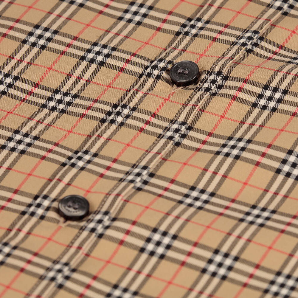 Burberry-Teen Boys Beige Microcheck Shirt | Childrensalon